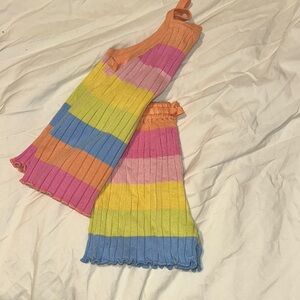 Colorful Striped Knit Short Set